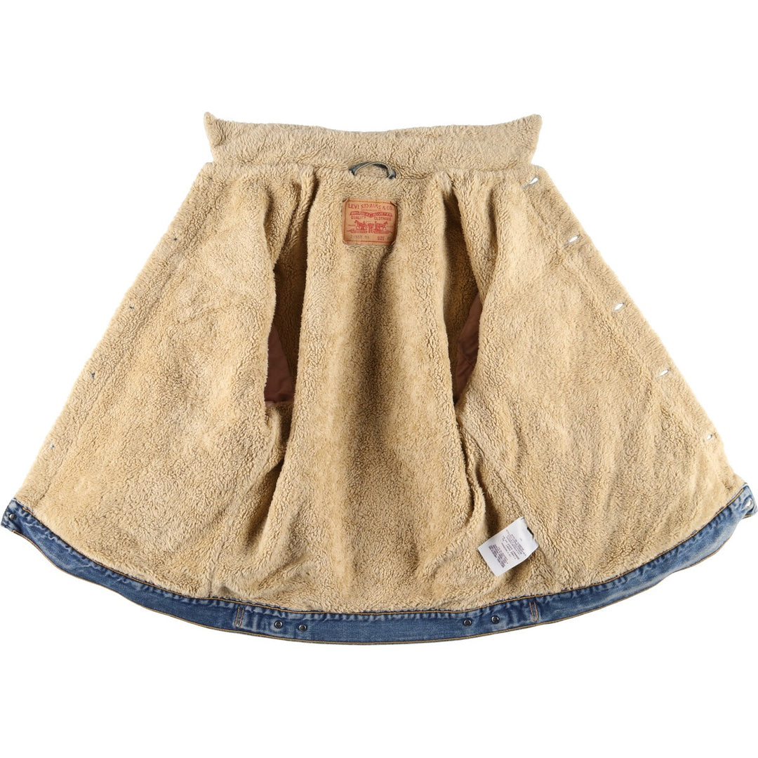 Vintage 1980'S Levi's 71550 Euro Model Denim Boa Jacket, Men's Size XL cotton blue type Vintage Second Hand