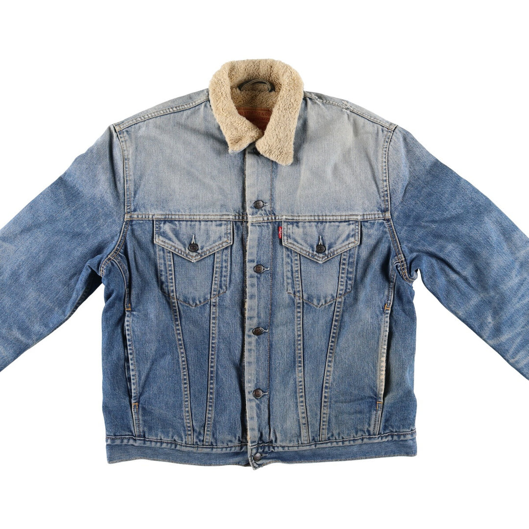 Vintage 1980'S Levi's 71550 Euro Model Denim Boa Jacket, Men's Size XL cotton blue type Vintage Second Hand