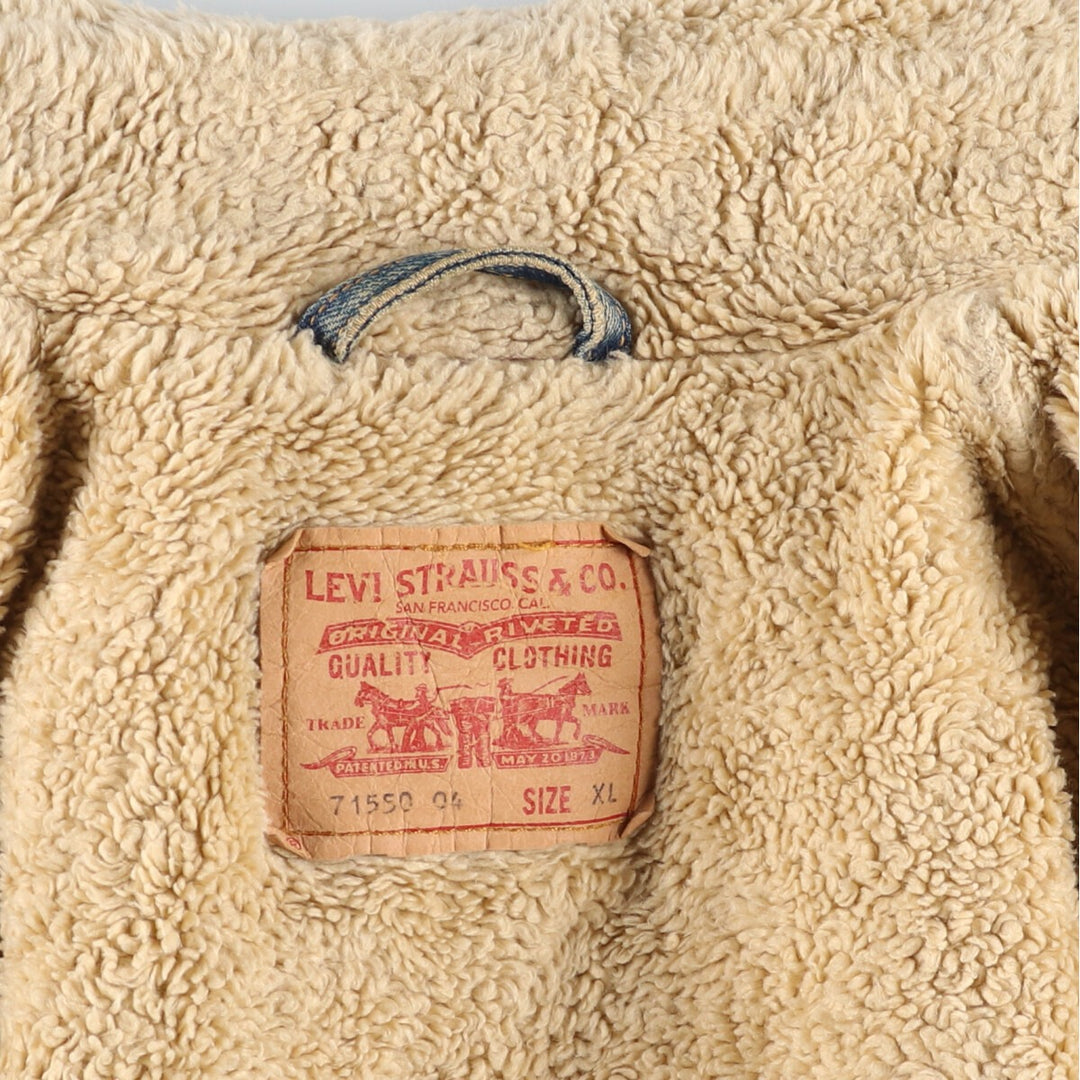 Vintage 1980'S Levi's 71550 Euro Model Denim Boa Jacket, Men's Size XL cotton blue type Vintage Second Hand