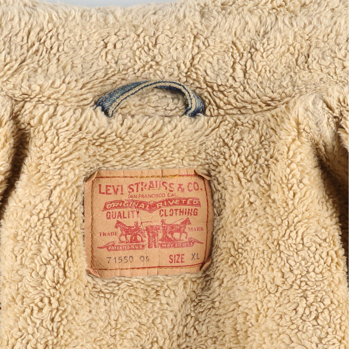 Vintage 1980'S Levi's 71550 Euro Model Denim Boa Jacket, Men's Size XL cotton blue type Vintage Second Hand