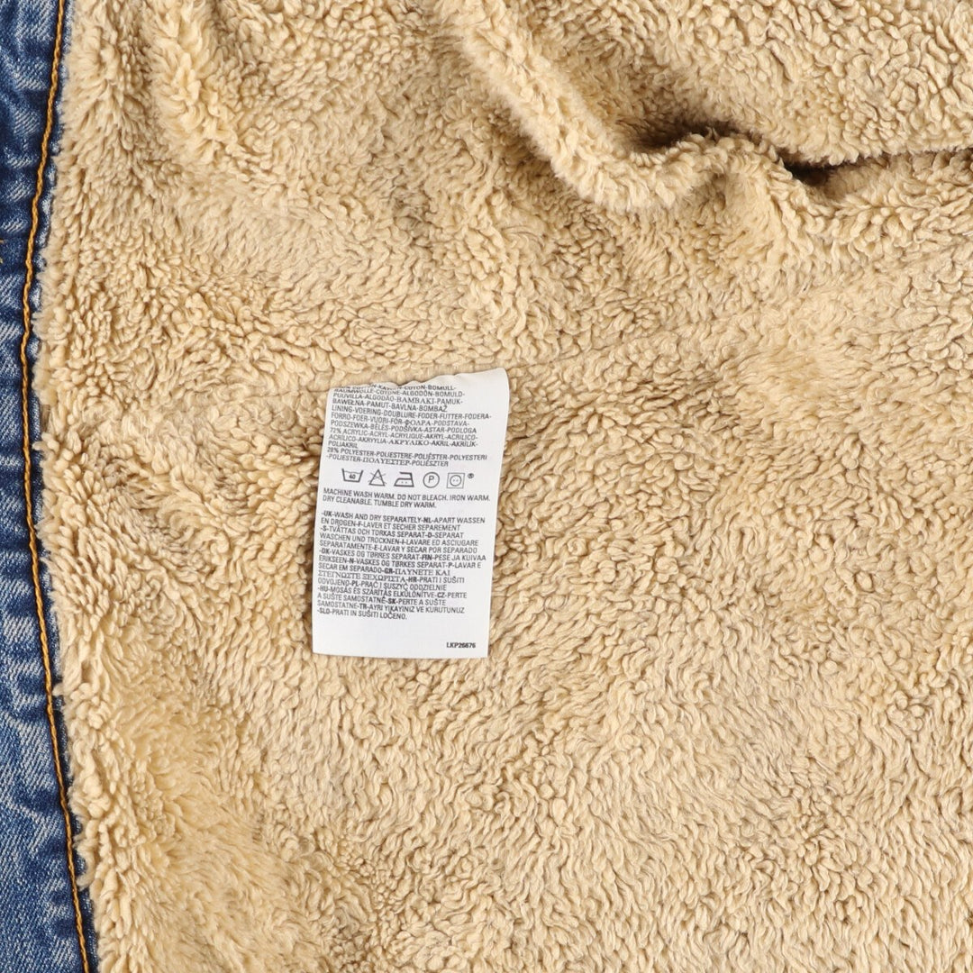 Vintage 1980'S Levi's 71550 Euro Model Denim Boa Jacket, Men's Size XL cotton blue type Vintage Second Hand