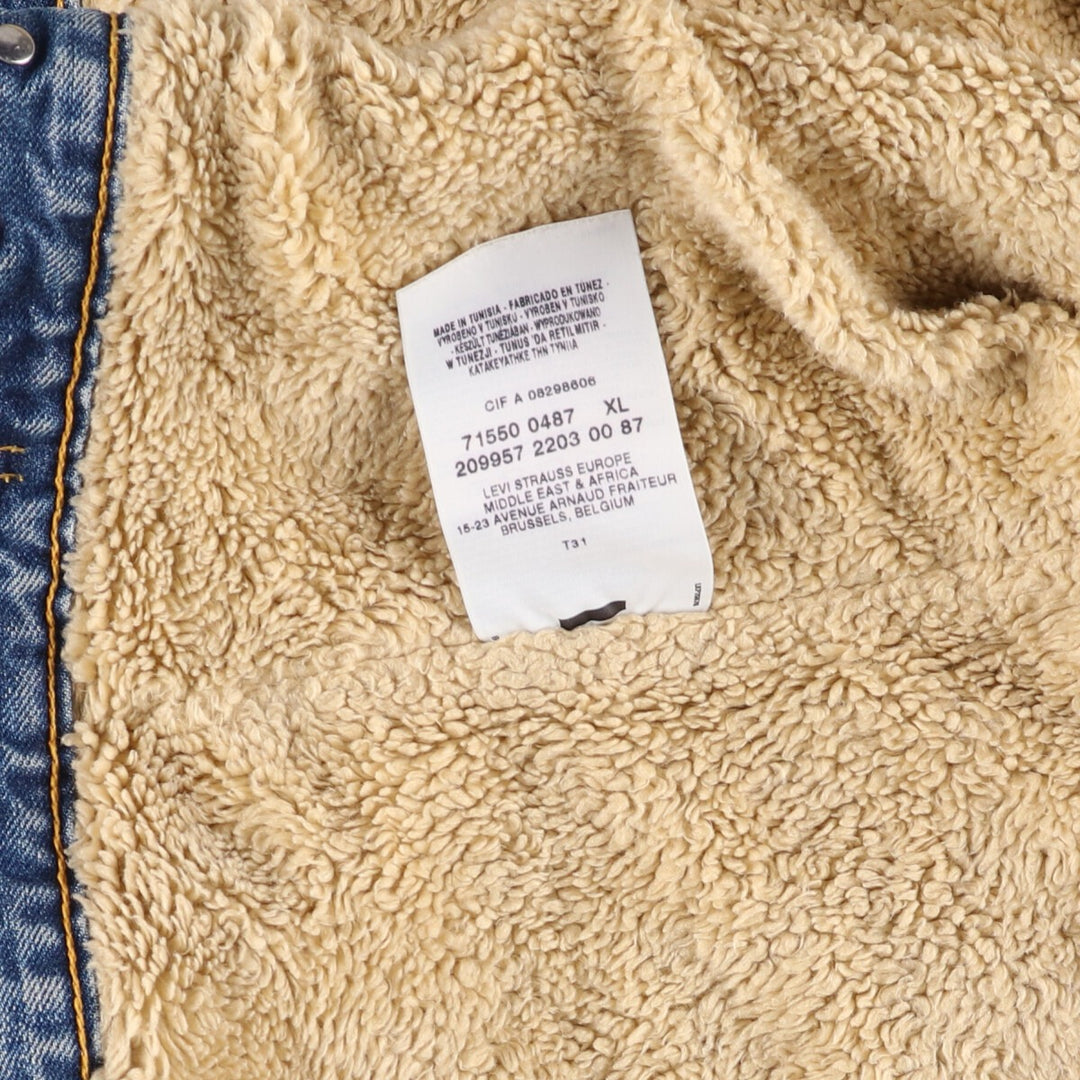 Vintage 1980'S Levi's 71550 Euro Model Denim Boa Jacket, Men's Size XL cotton blue type Vintage Second Hand