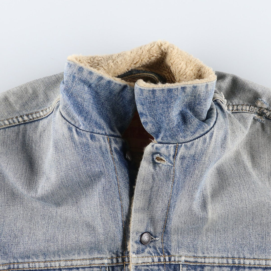 Vintage 1980'S Levi's 71550 Euro Model Denim Boa Jacket, Men's Size XL cotton blue type Vintage Second Hand