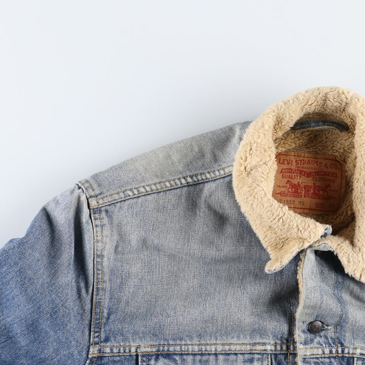 Vintage 1980'S Levi's 71550 Euro Model Denim Boa Jacket, Men's Size XL cotton blue type Vintage Second Hand