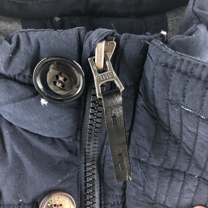 Alpha ALPHA Down Vest Men's Size M cotton navy blue type Vintage Second Hand