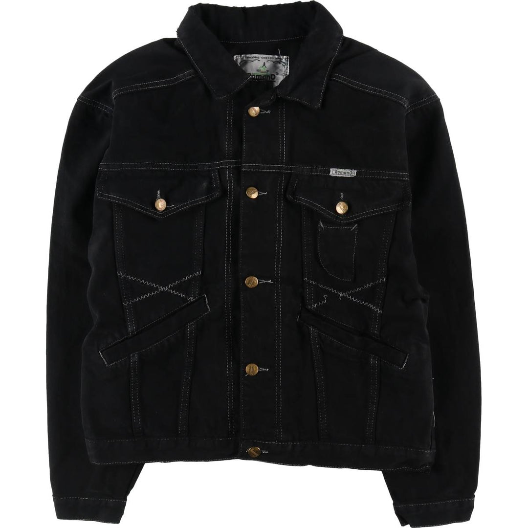 ROMANO Black Denim Jacket, Jean Jacket, Made in Italy, Men's L Size, Vintage /eaa498456