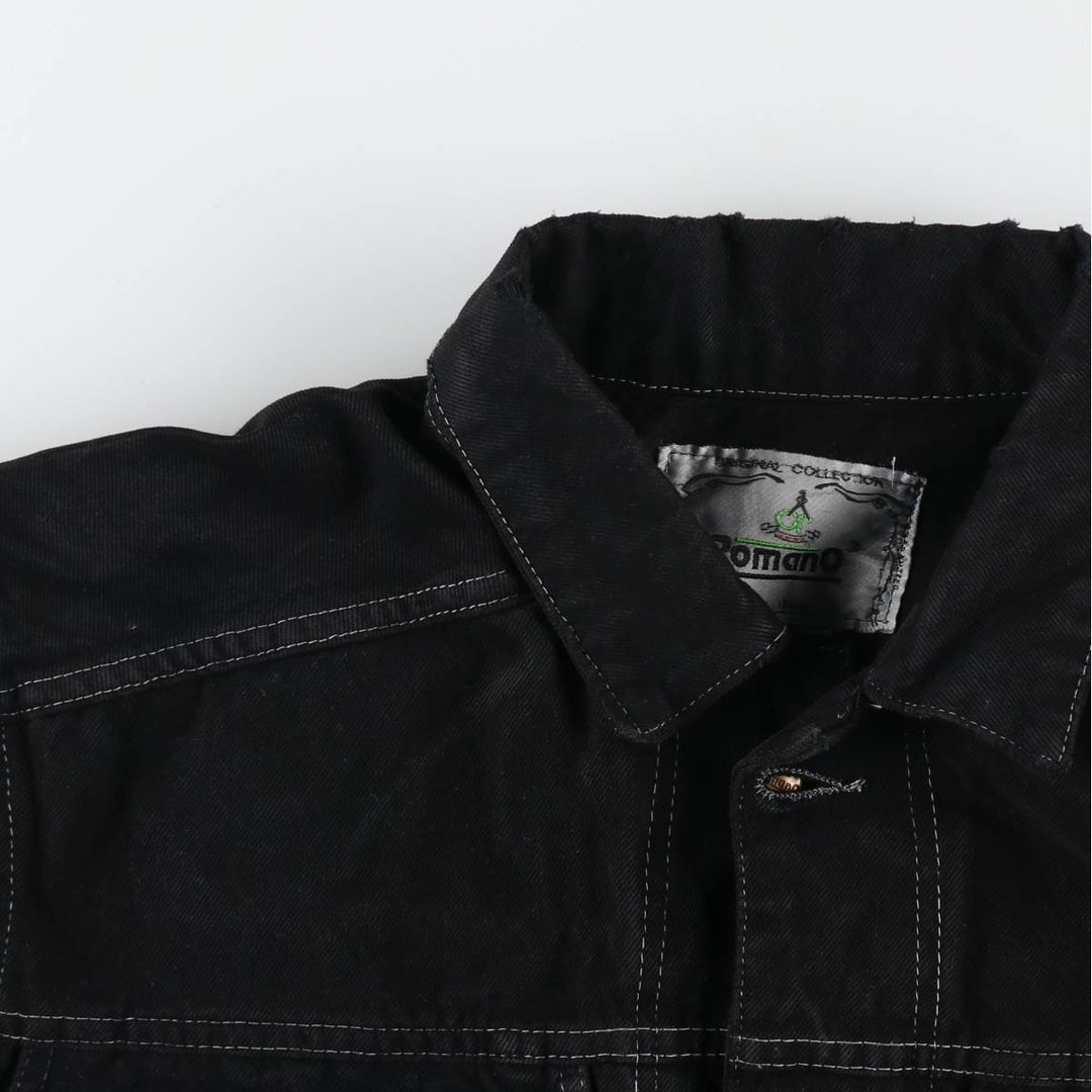 ROMANO Black Denim Jacket, Jean Jacket, Made in Italy, Men's L Size, Vintage /eaa498456