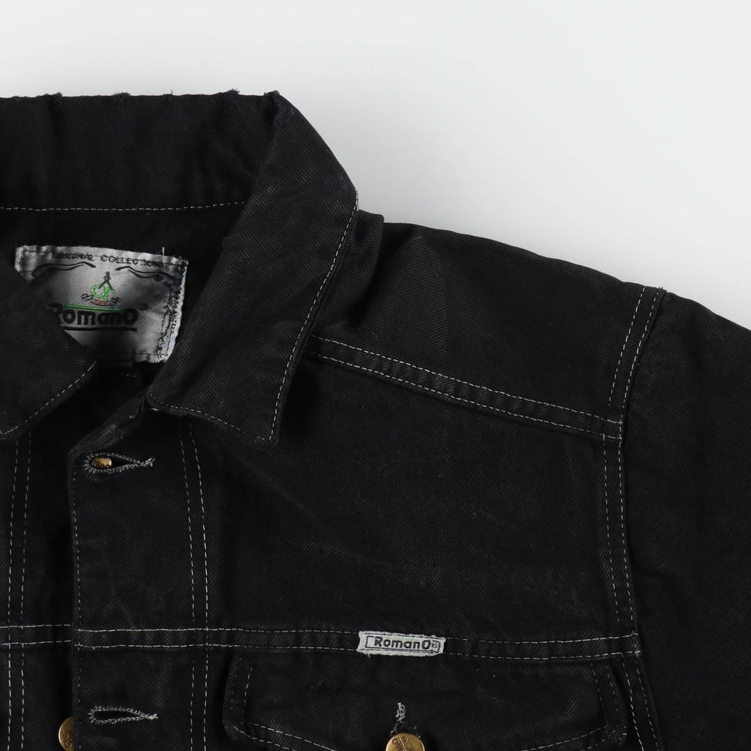 ROMANO Black Denim Jacket, Jean Jacket, Made in Italy, Men's L Size, Vintage /eaa498456