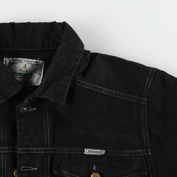 ROMANO Black Denim Jacket, Jean Jacket, Made in Italy, Men's L Size, Vintage /eaa498456