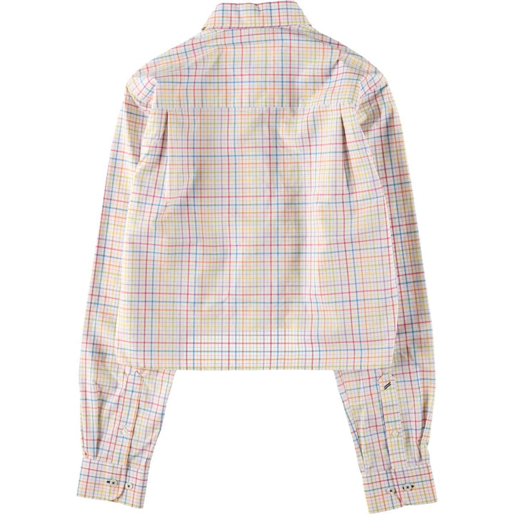 Elulu Original Remake Big Ribbon Shirt, Long Sleeve Button-Down Check Shirt, Women's Size M unclear white type Vintage Second Hand