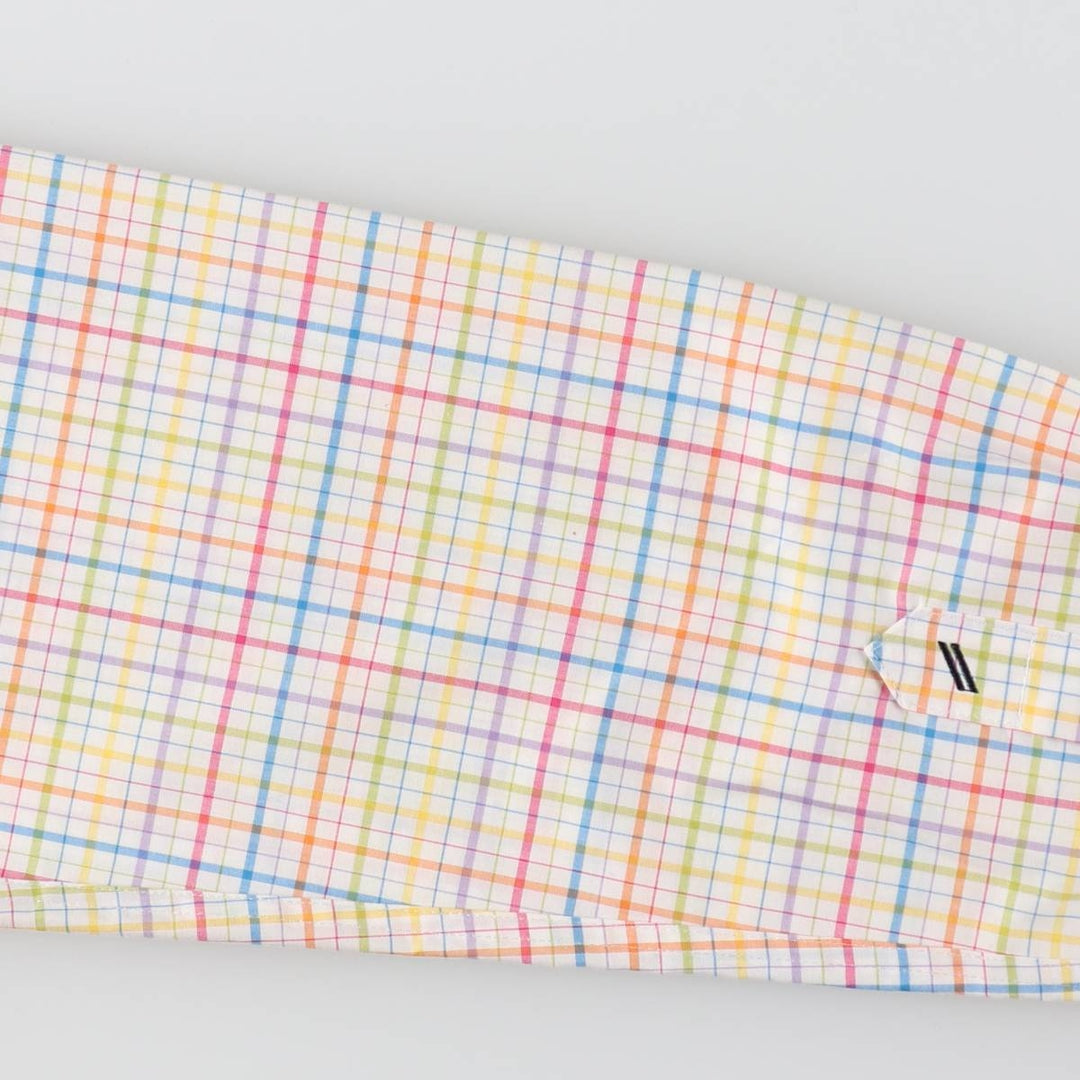 Elulu Original Remake Big Ribbon Shirt, Long Sleeve Button-Down Check Shirt, Women's Size M unclear white type Vintage Second Hand