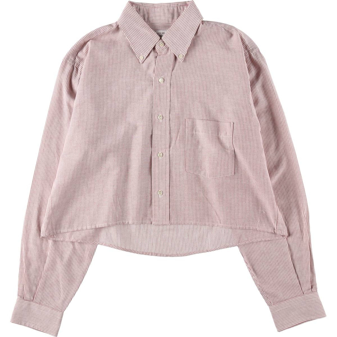 Elulu Original Remake Big Ribbon Shirt, Long Sleeve Button-Down Striped Shirt, Made in USA, Women's Size L cotton red type Vintage Second Hand