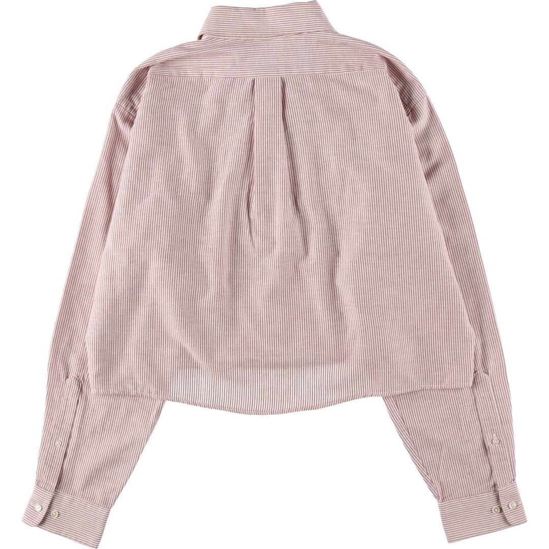 Elulu Original Remake Big Ribbon Shirt, Long Sleeve Button-Down Striped Shirt, Made in USA, Women's Size L cotton red type Vintage Second Hand