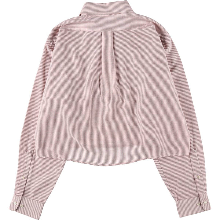 Elulu Original Remake Big Ribbon Shirt, Long Sleeve Button-Down Striped Shirt, Made in USA, Women's Size L cotton red type Vintage Second Hand