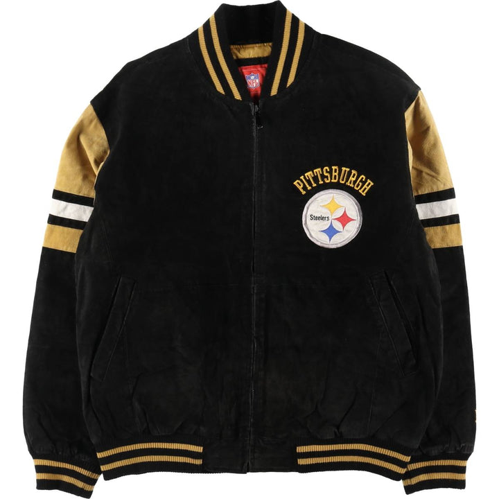NFL PITTSBURGH STEELERS Pittsburgh Steelers Back Embroidery Padded Suede Leather Blouson Men's XL /eaa498538