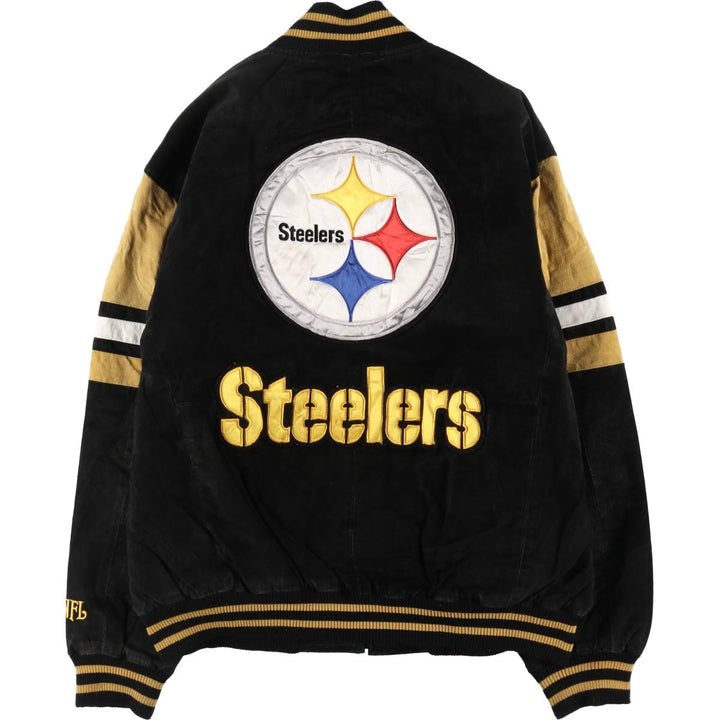 NFL PITTSBURGH STEELERS Pittsburgh Steelers Back Embroidery Padded Suede Leather Blouson Men's XL /eaa498538