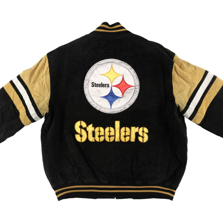 NFL PITTSBURGH STEELERS Pittsburgh Steelers Back Embroidery Padded Suede Leather Blouson Men's XL /eaa498538