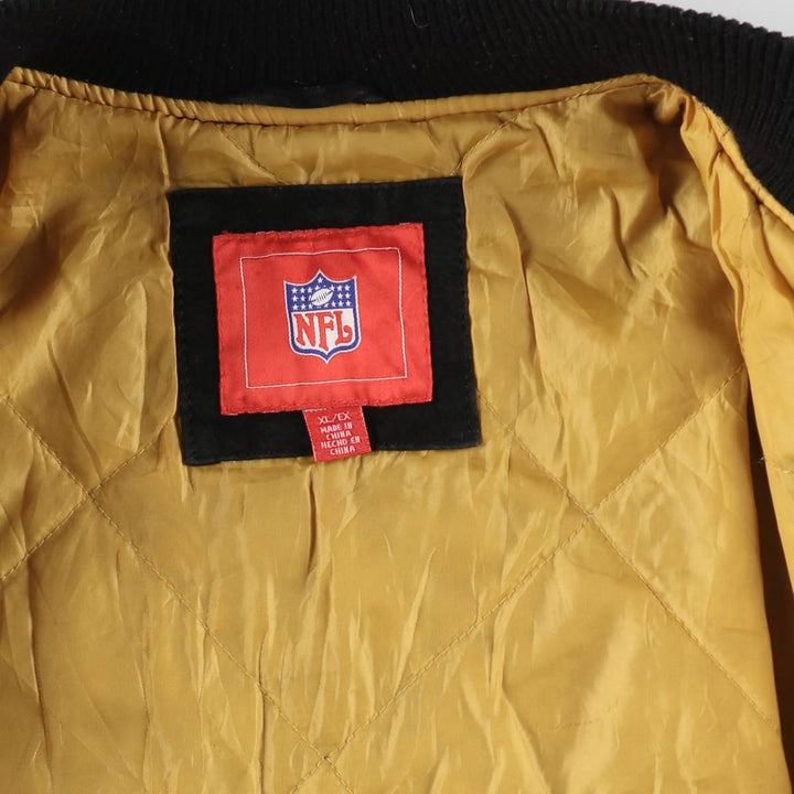 NFL PITTSBURGH STEELERS Pittsburgh Steelers Back Embroidery Padded Suede Leather Blouson Men's XL /eaa498538