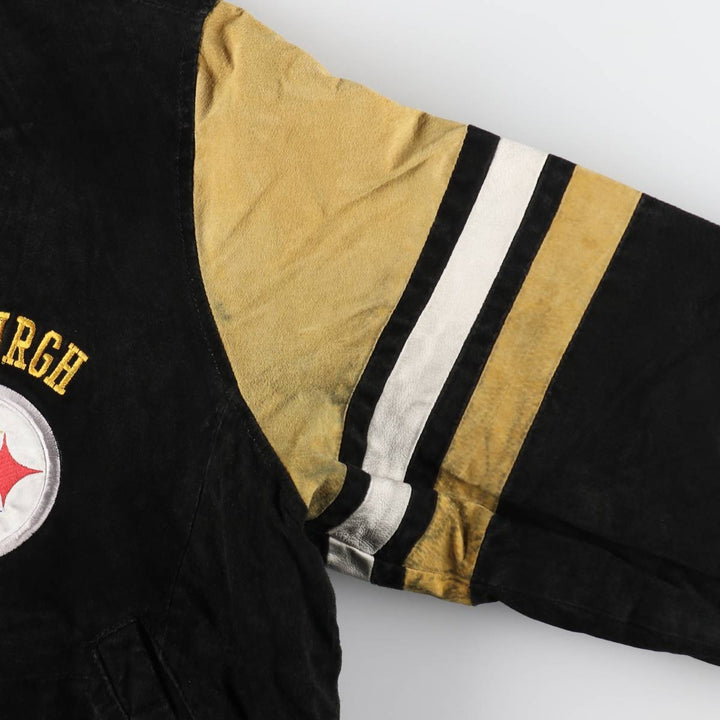 NFL PITTSBURGH STEELERS Pittsburgh Steelers Back Embroidery Padded Suede Leather Blouson Men's XL /eaa498538