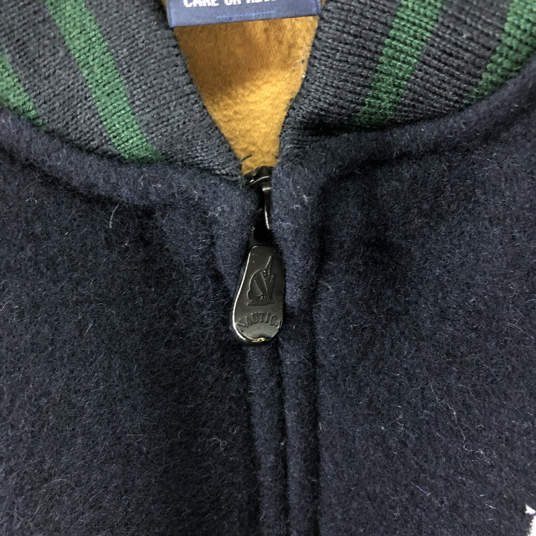 90'S NAUTICA padded wool varsity jacket with leather sleeves, men's size L, vintage / eaa498557