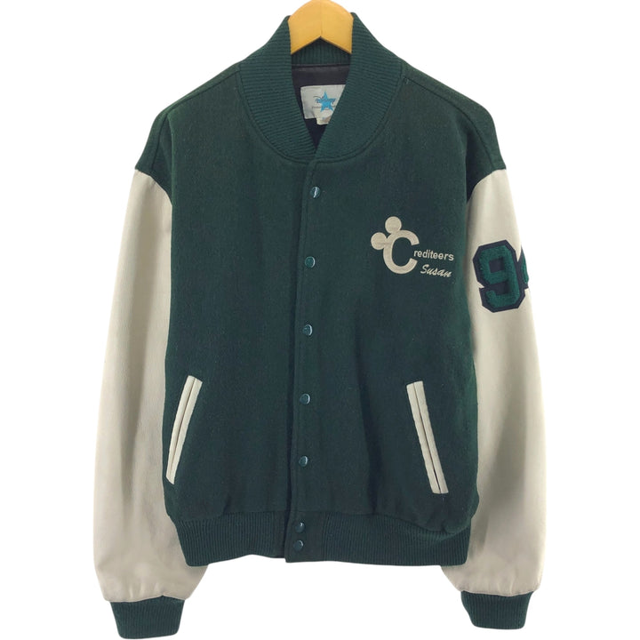 90'S DISNEY Mickey Mouse Leather Wool Button Varsity Jacket Made in USA Men's XL Vintage /eaa498560