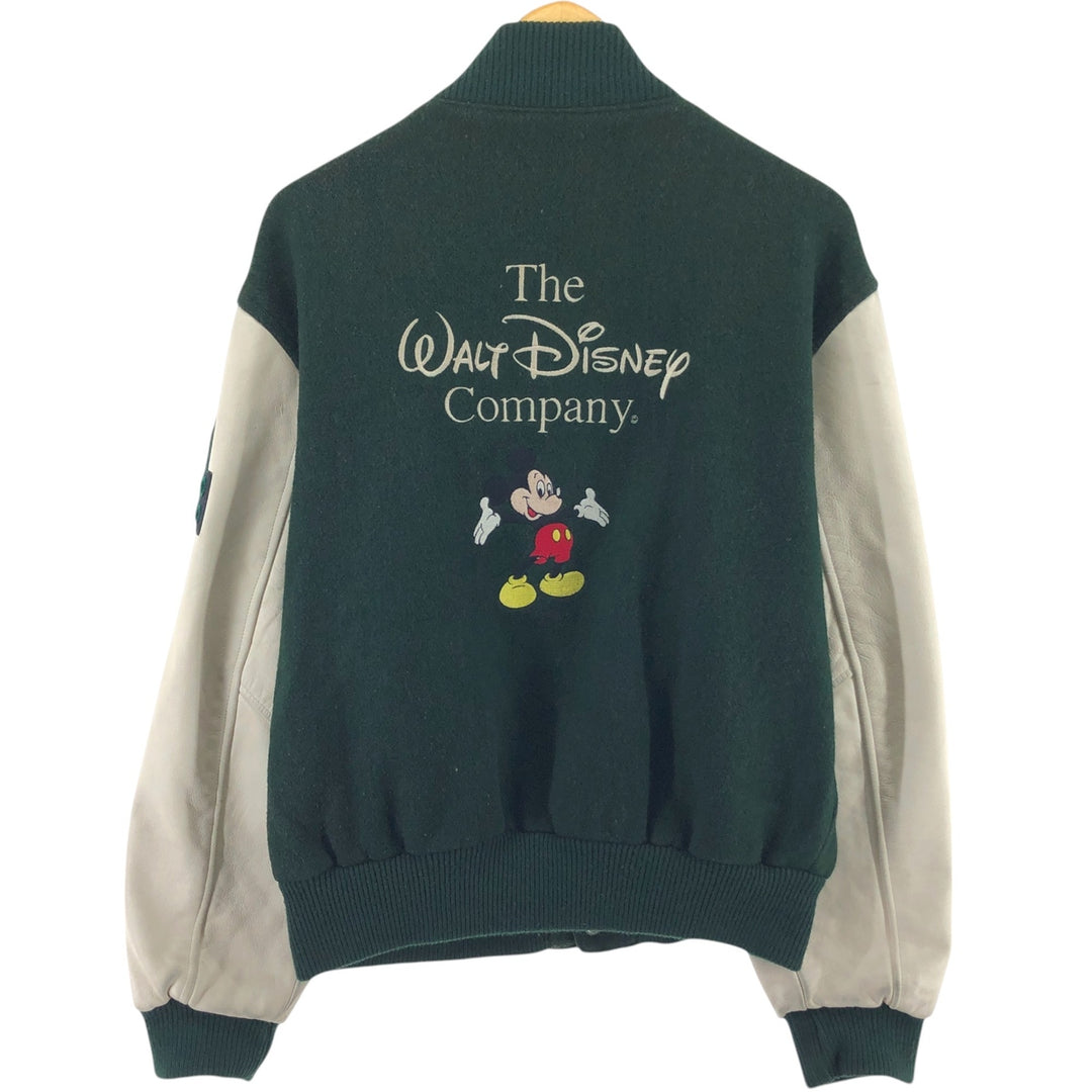 90'S DISNEY Mickey Mouse Leather Wool Button Varsity Jacket Made in USA Men's XL Vintage /eaa498560