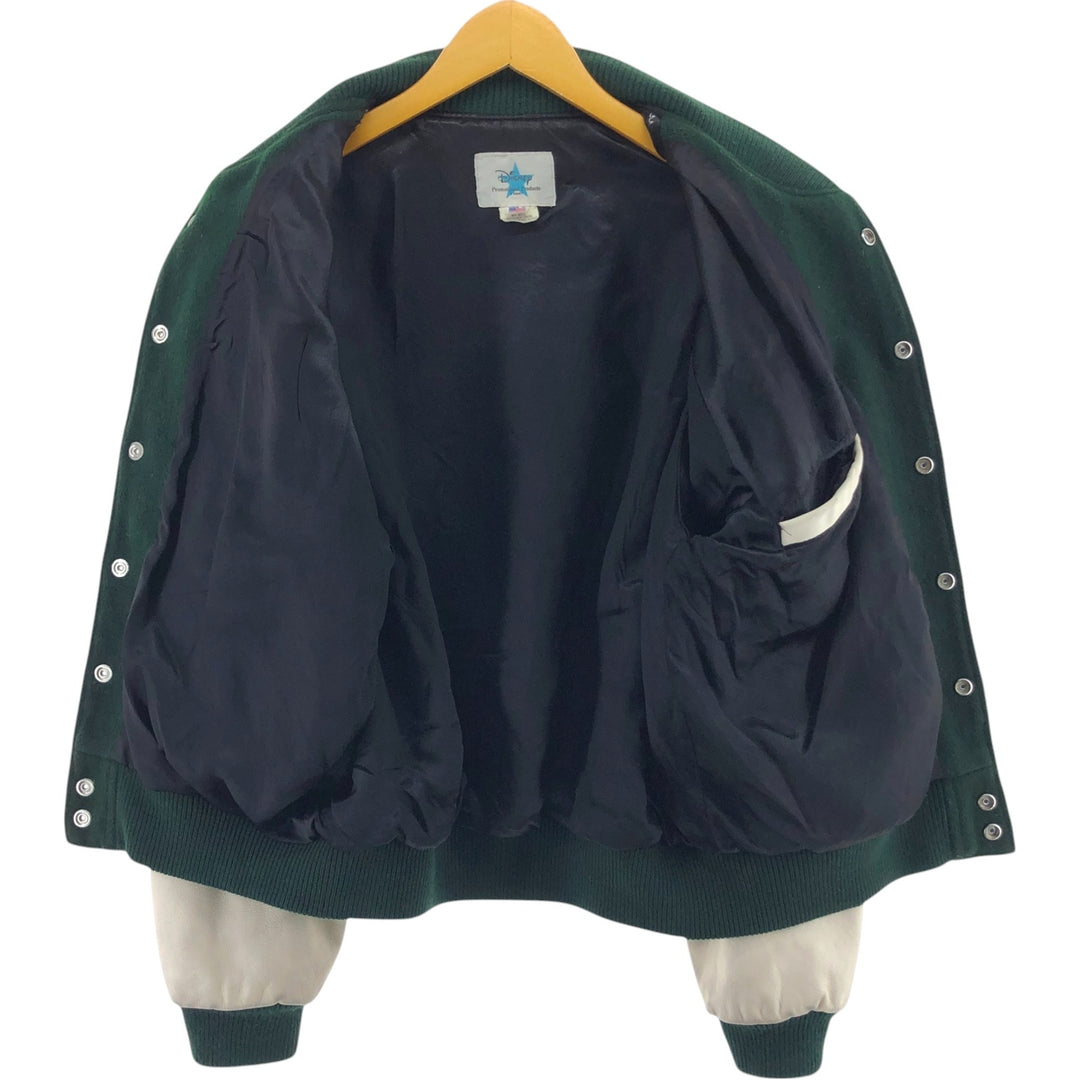 90'S DISNEY Mickey Mouse Leather Wool Button Varsity Jacket Made in USA Men's XL Vintage /eaa498560