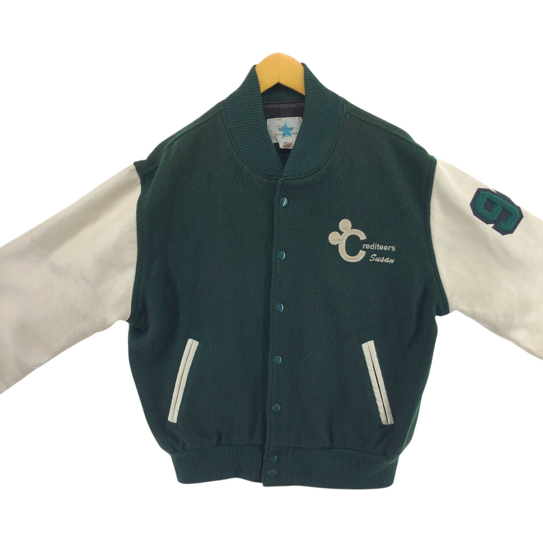 90'S DISNEY Mickey Mouse Leather Wool Button Varsity Jacket Made in USA Men's XL Vintage /eaa498560