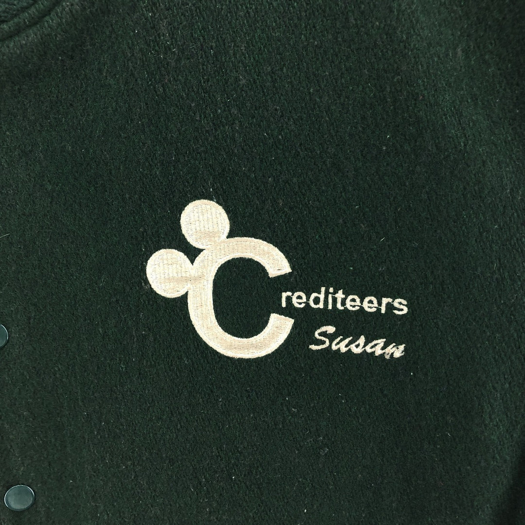 90'S DISNEY Mickey Mouse Leather Wool Button Varsity Jacket Made in USA Men's XL Vintage /eaa498560