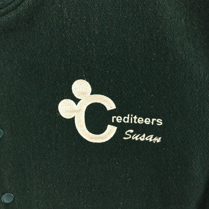 90'S DISNEY Mickey Mouse Leather Wool Button Varsity Jacket Made in USA Men's XL Vintage /eaa498560