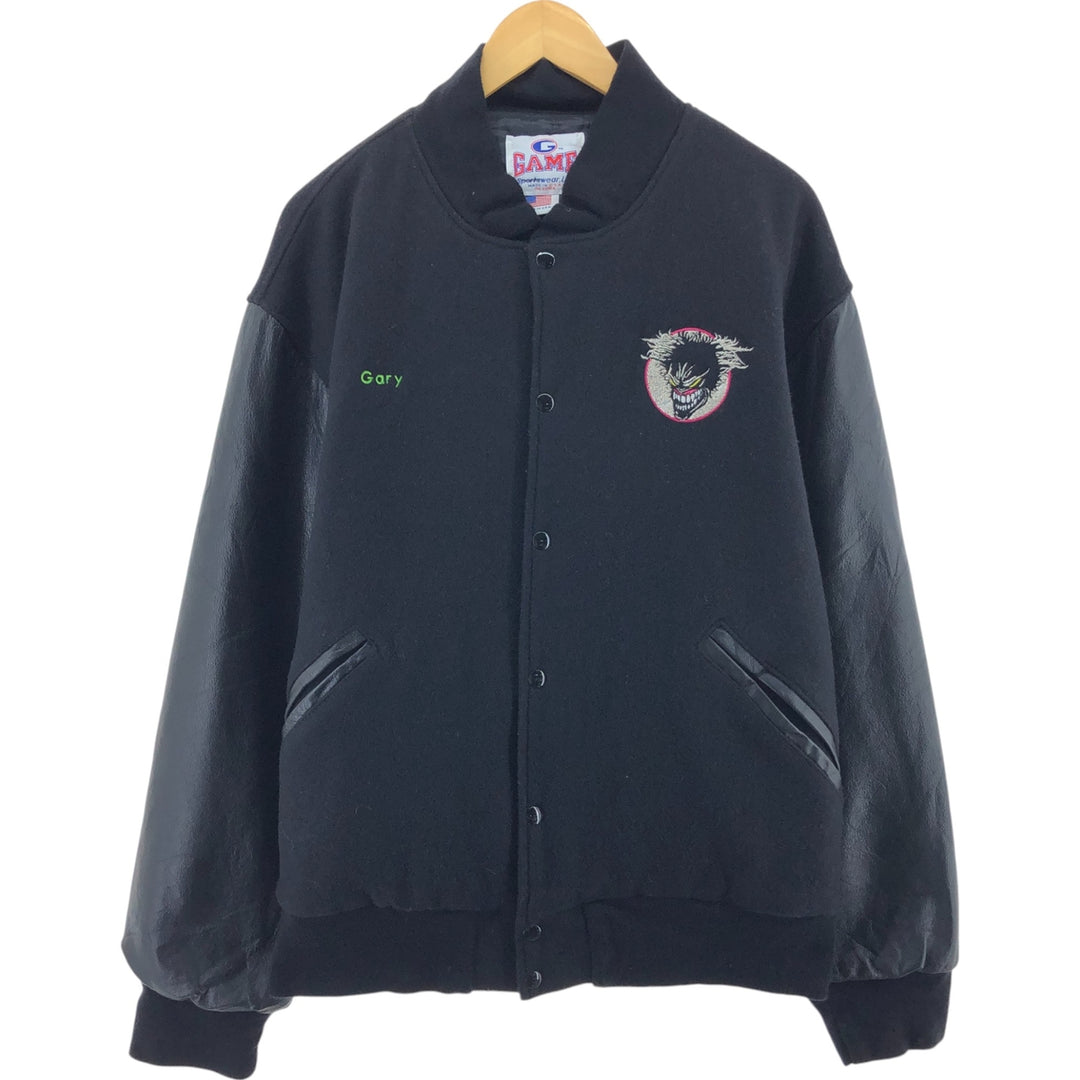 90'S GAME Padded Sleeve Leather Wool Button Varsity Jacket Made in USA Men's XXL Vintage /eaa498565