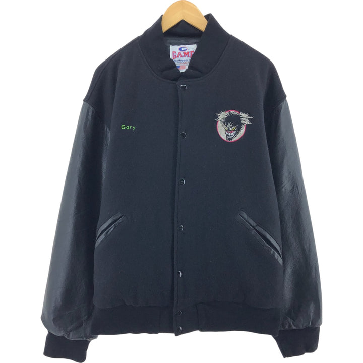 90'S GAME Padded Sleeve Leather Wool Button Varsity Jacket Made in USA Men's XXL Vintage /eaa498565