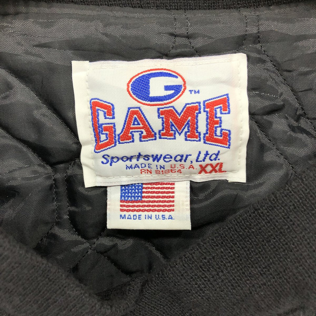 90'S GAME Padded Sleeve Leather Wool Button Varsity Jacket Made in USA Men's XXL Vintage /eaa498565