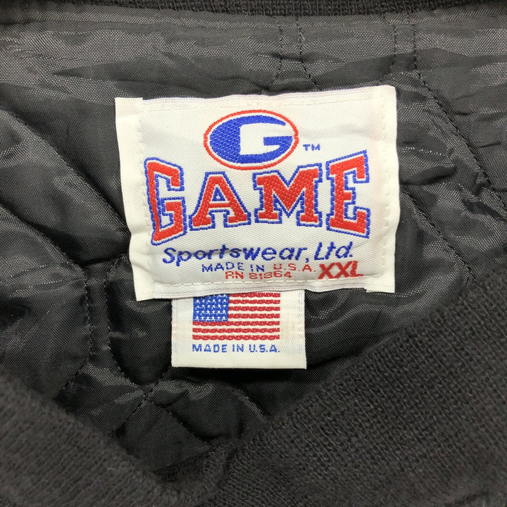 90'S GAME Padded Sleeve Leather Wool Button Varsity Jacket Made in USA Men's XXL Vintage /eaa498565