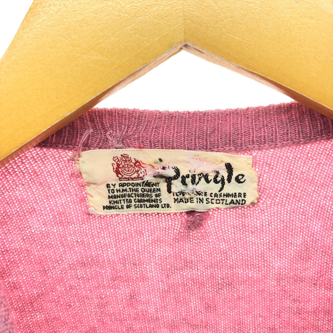 Vintage 1980'S Pringle cashmere knit cardigan, made in Scotland, size S, women's. Cashmere pink type Vintage Second Hand