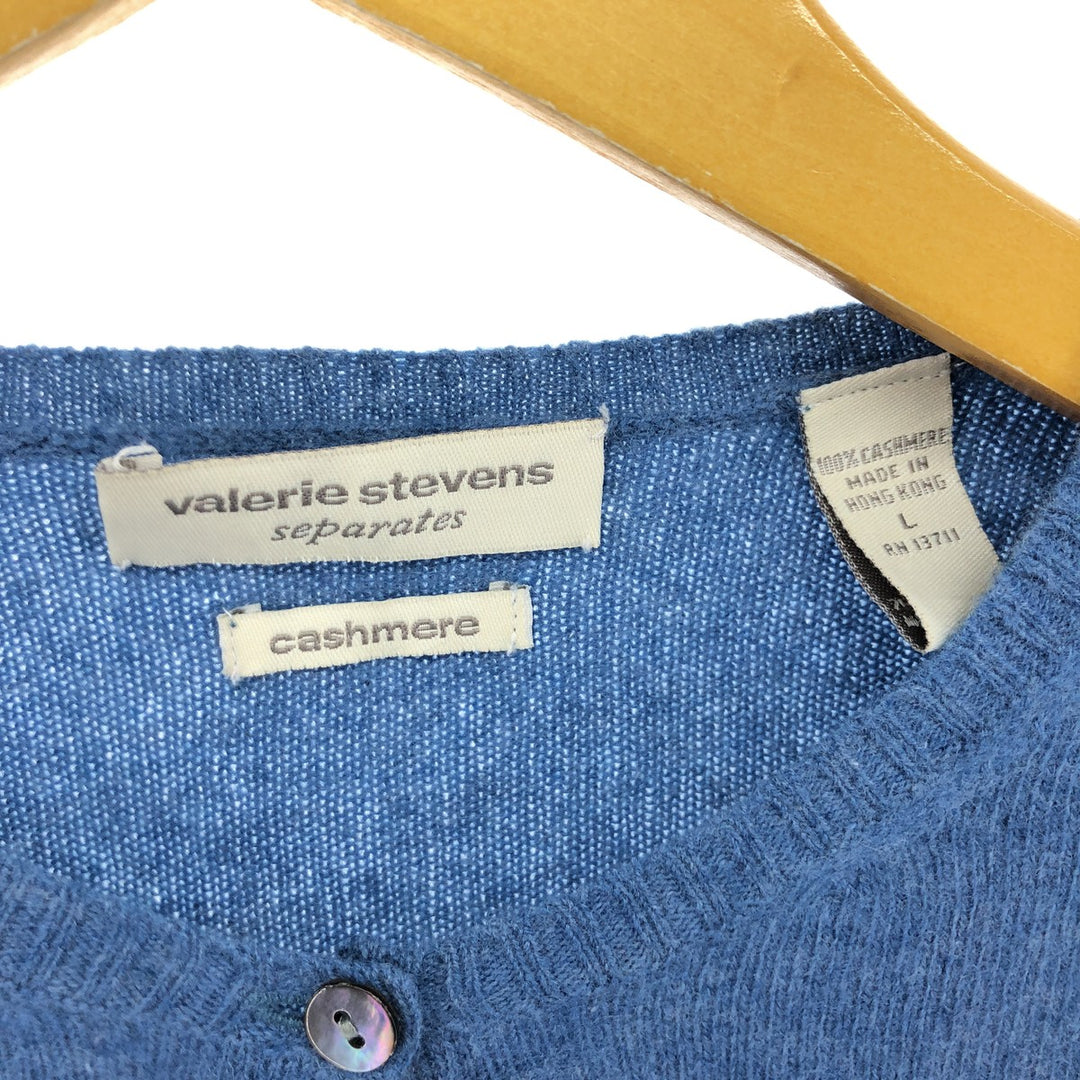 Velerie Stevens Cashmere Knit Cardigan, Women's Size L Cashmere Blue type light blue Vintage Second Hand
