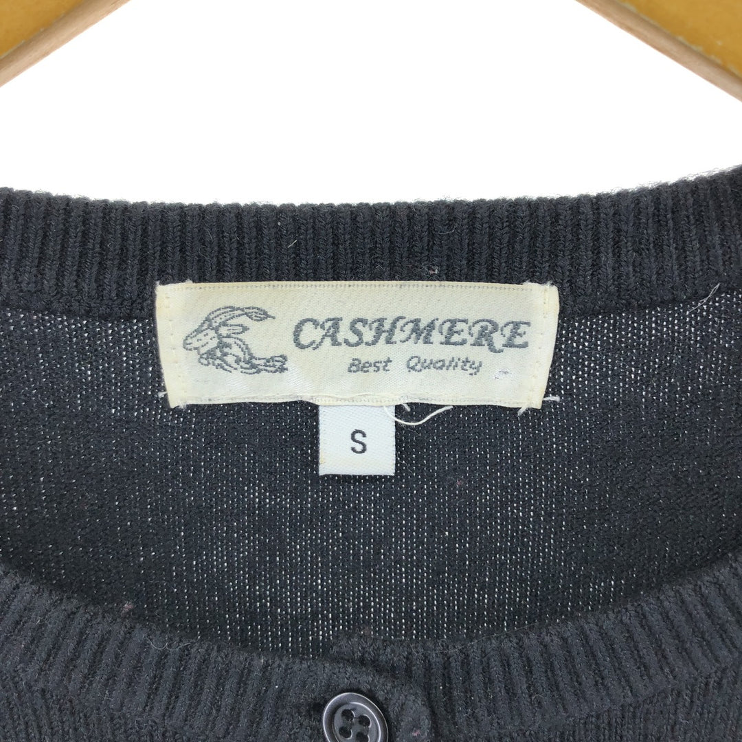 Cashmere knit cardigan, women's size S Cashmere black type Vintage Second Hand