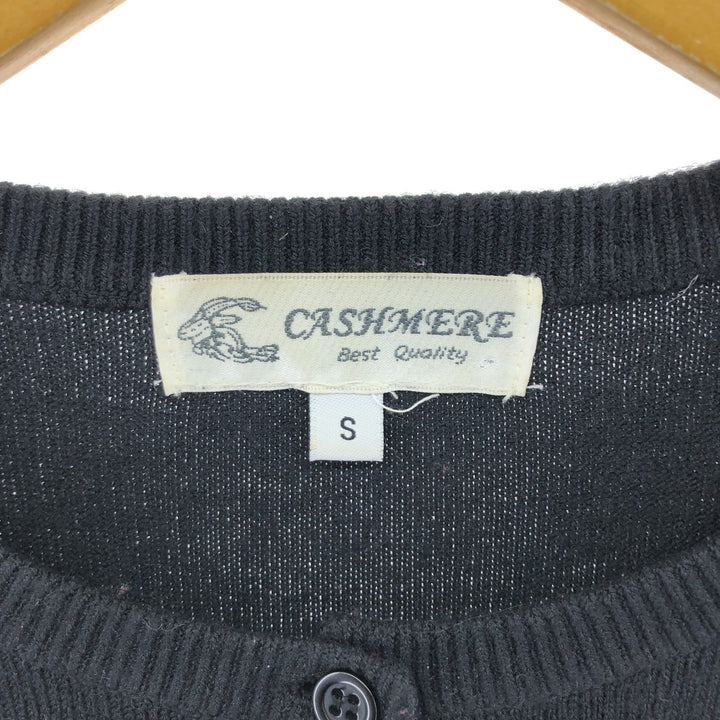 Cashmere knit cardigan, women's size S Cashmere black type Vintage Second Hand