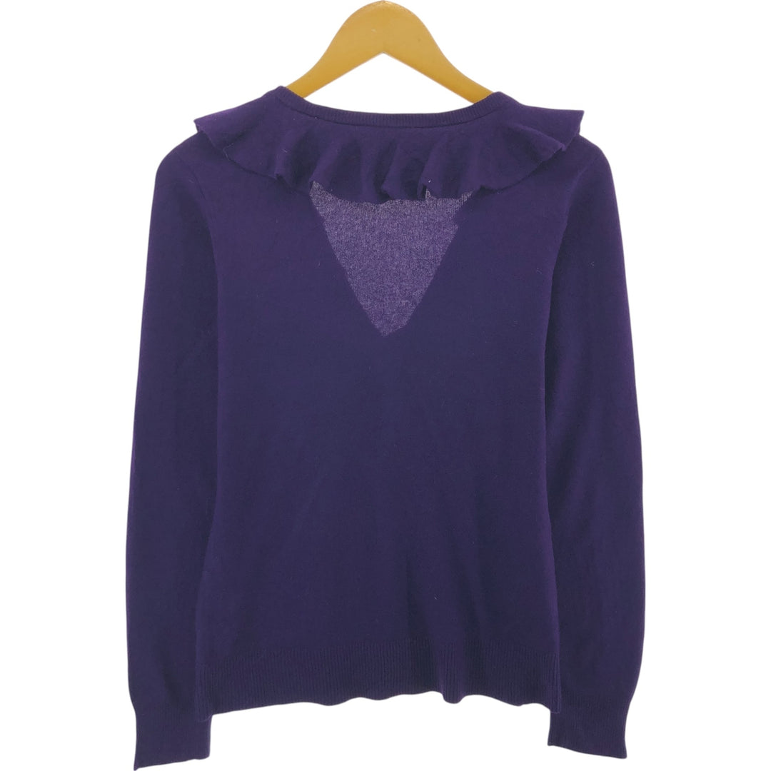 Ralph Lauren Lauren cashmere-blend ruffled silk knit cardigan, women's size S silk purple type Vintage Second Hand