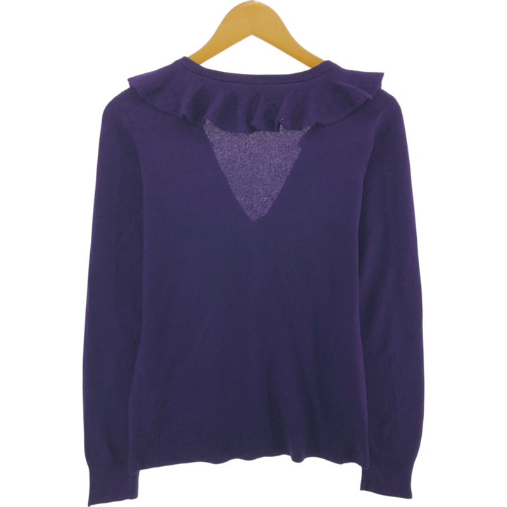 Ralph Lauren Lauren cashmere-blend ruffled silk knit cardigan, women's size S silk purple type Vintage Second Hand