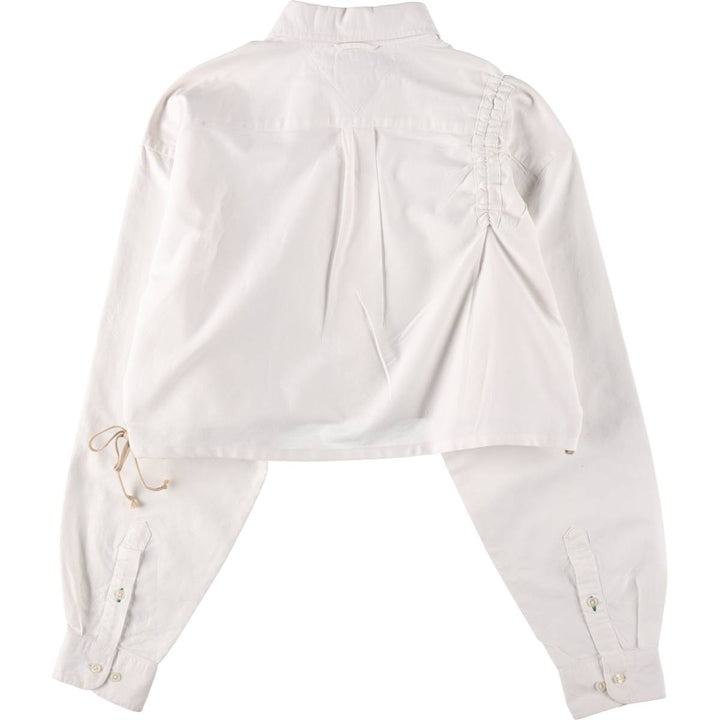 Elulu Original Remake Asymmetrical Gathered Shirt, Long Sleeve Button-Down Shirt, Women's Size Medium cotton white type Vintage Second Hand