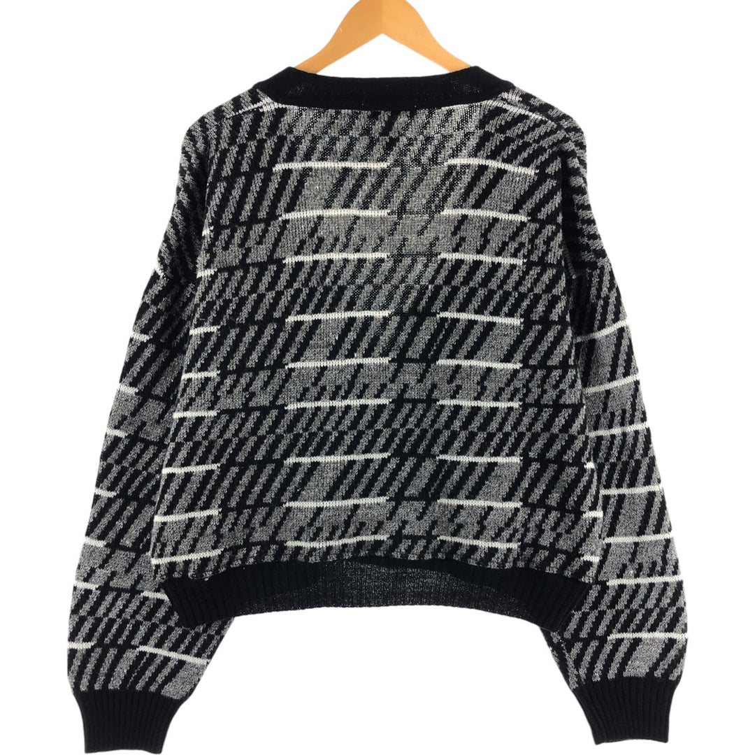 OAKTON all-over print acrylic knit cardigan made in Italy, men's size L /eaa498953