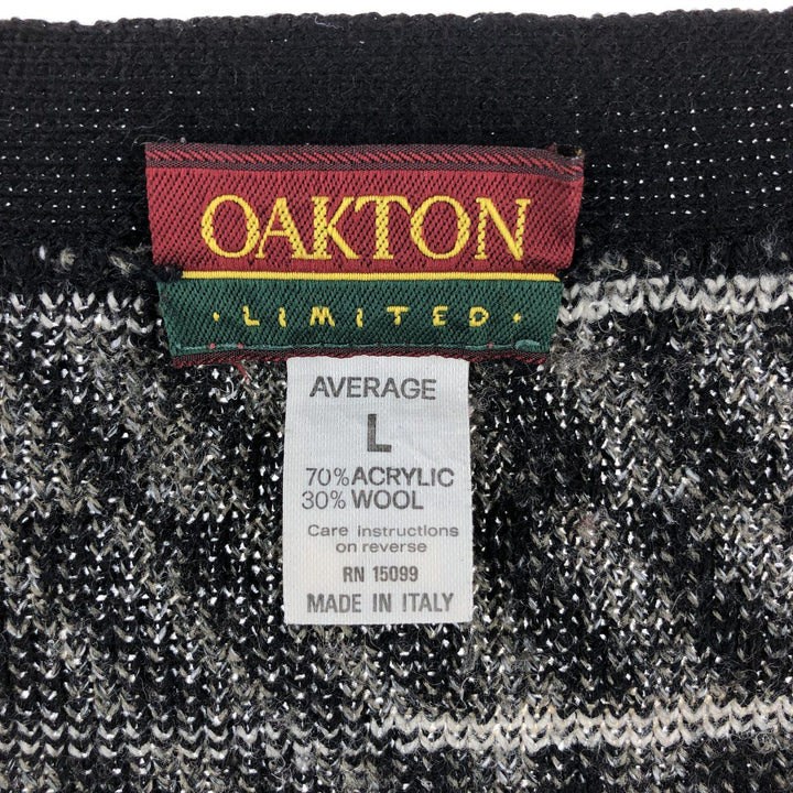 OAKTON all-over print acrylic knit cardigan made in Italy, men's size L /eaa498953