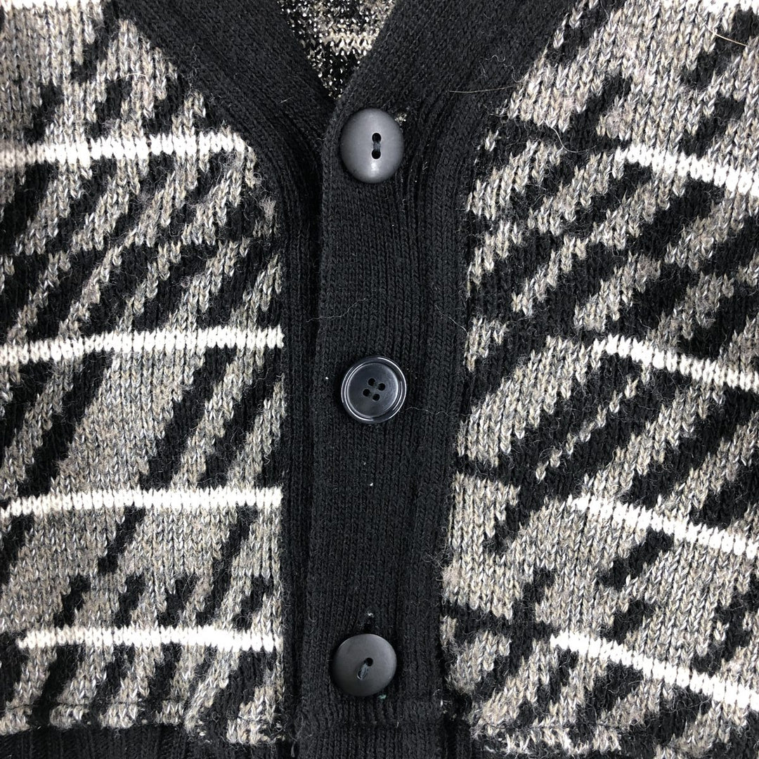 OAKTON all-over print acrylic knit cardigan made in Italy, men's size L /eaa498953