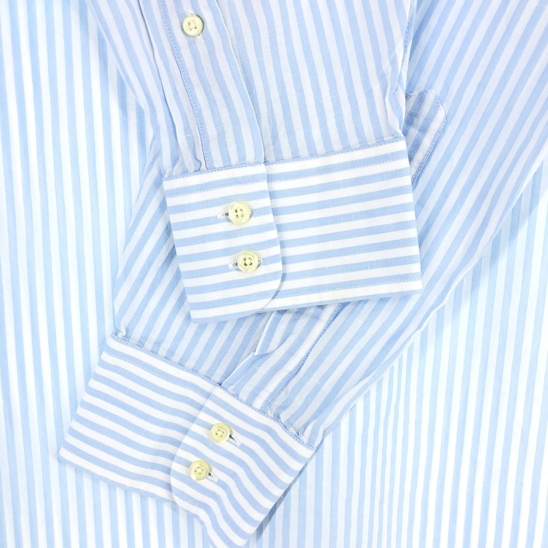 Brooks Brothers Est.1818 Stripe Pattern Long Sleeve Linen Shirt Made in USA Men's L /eaa499045