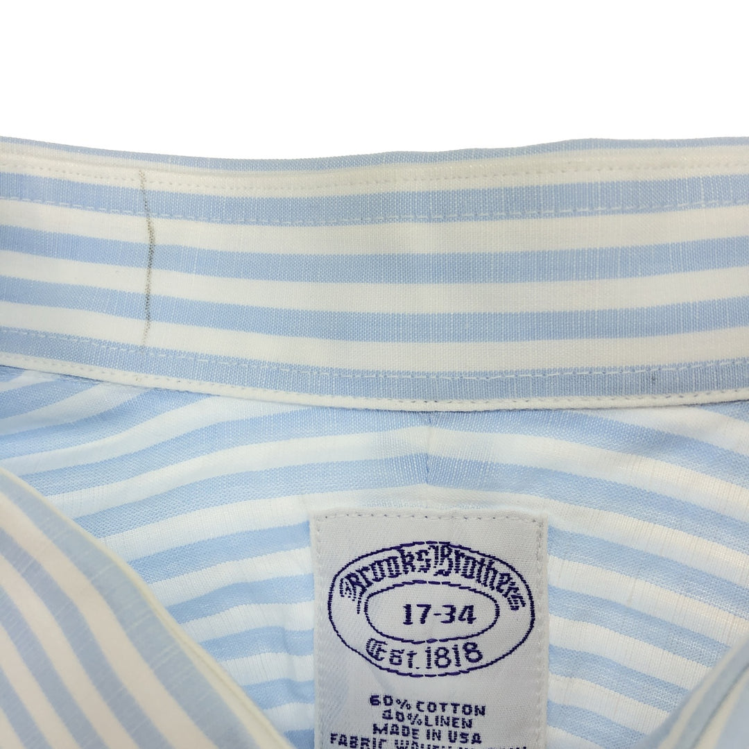 Brooks Brothers Est.1818 Stripe Pattern Long Sleeve Linen Shirt Made in USA Men's L /eaa499045