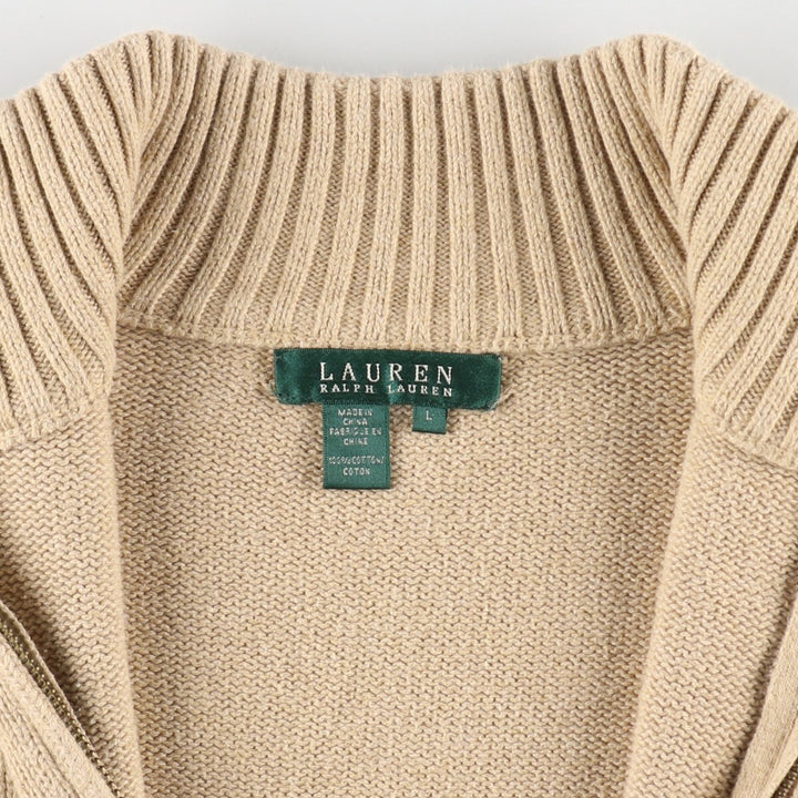 90'S Ralph Lauren LAUREN Cotton Knit Full Zip Sweater Women's Size L Vintage /eaa499102