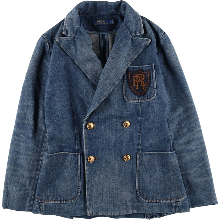 POLO RALPH LAUREN Double Breasted Peaked Label Denim Tailored Jacket Women's S / eaa499144