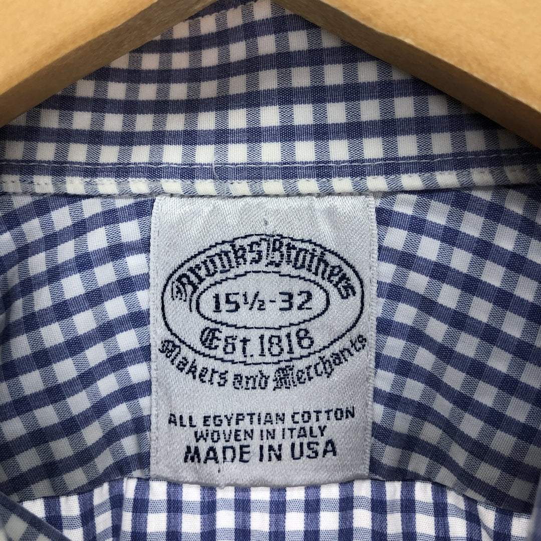 90'S Brooks Brothers Est.1818 Gingham Check Wide Collar Long Sleeve Cotton Check Shirt Made in USA Men's M /eaa499217