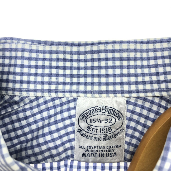 90'S Brooks Brothers Est.1818 Gingham Check Wide Collar Long Sleeve Cotton Check Shirt Made in USA Men's M /eaa499217